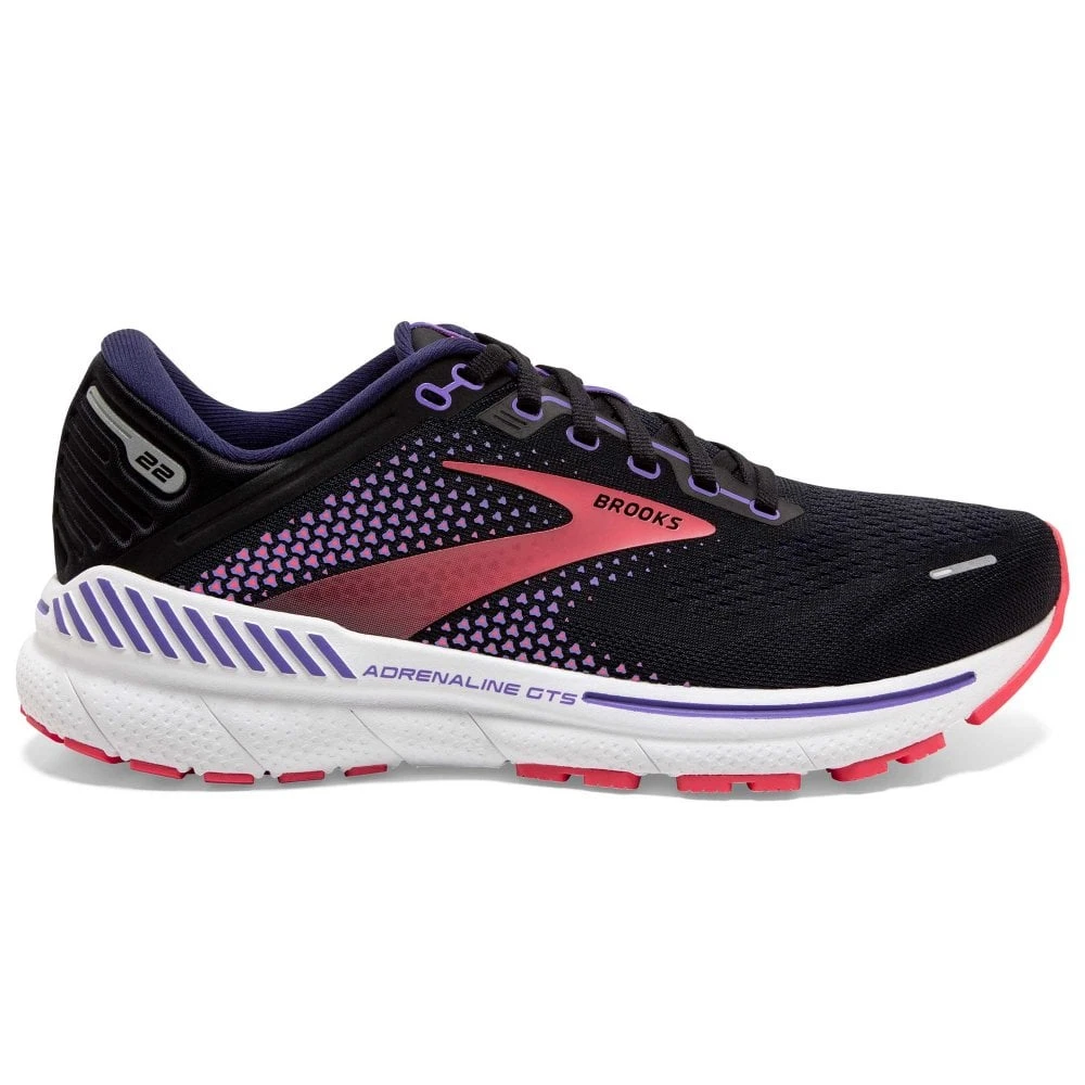 BROOKS Adrenaline GTS 22 Womens Running Shoes Black/Purple/Coral 3 BROOKS Adrenaline GTS 22 Womens Running Shoes Black/Purple/Coral