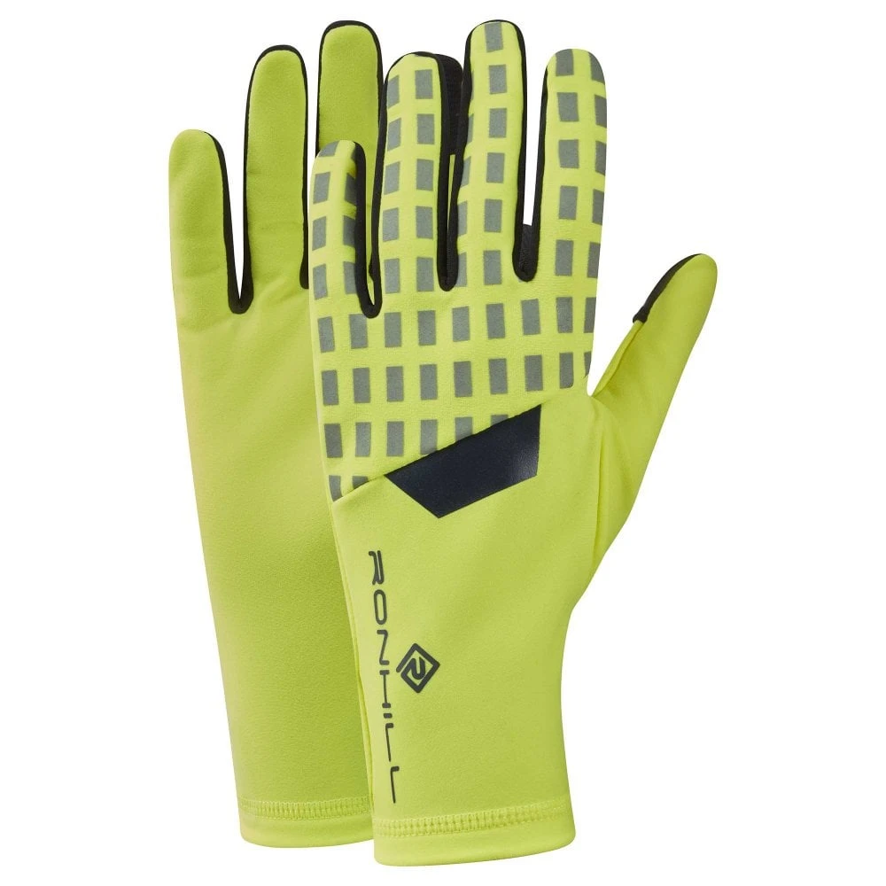 RONHILL Afterhours Running Gloves Fluo Yellow/Charcoal/Reflect 3 RONHILL Afterhours Running Gloves Fluo Yellow/Charcoal/Reflect