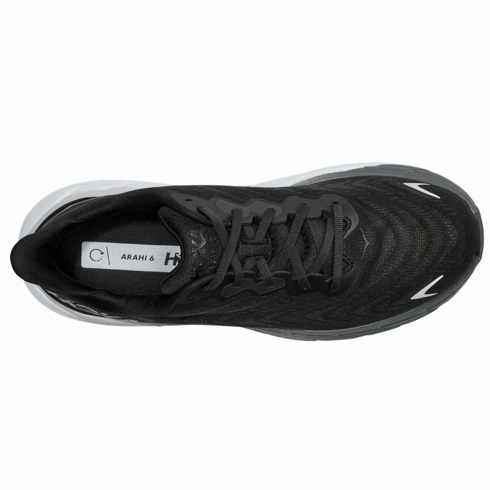 Hoka Arahi 6 Wide 2E Mens Running Shoes Black/White 6 Hoka Arahi 6 Wide 2E Mens Running Shoes Black/White - Image 4