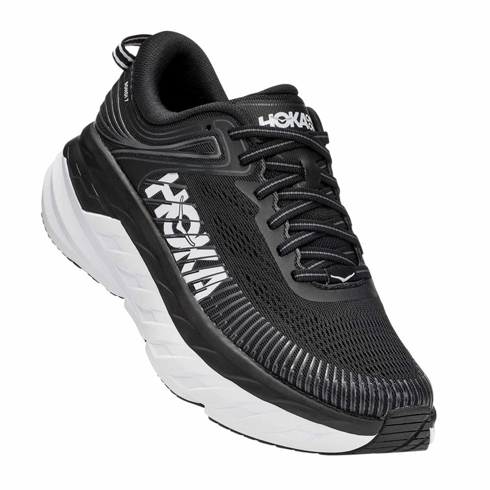 Hoka Bondi 7 Wide 2E Mens Road Running Shoes Black/White 5 Hoka Bondi 7 Wide 2E Mens Road Running Shoes Black/White - Image 3