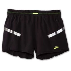BROOKS Carbonite 4" 2-in-1 Womens TWIN Running Shorts With Stretchy Inner Black/Nightlife