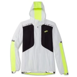 BROOKS Carbonite Mens Wind Resistant & Water Resistant Running Jacket Icy Grey/Black/Nightlife