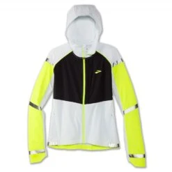 BROOKS Carbonite Womens Wind & Water Resistant Running Jacket Icy Grey/Black/Nightlife