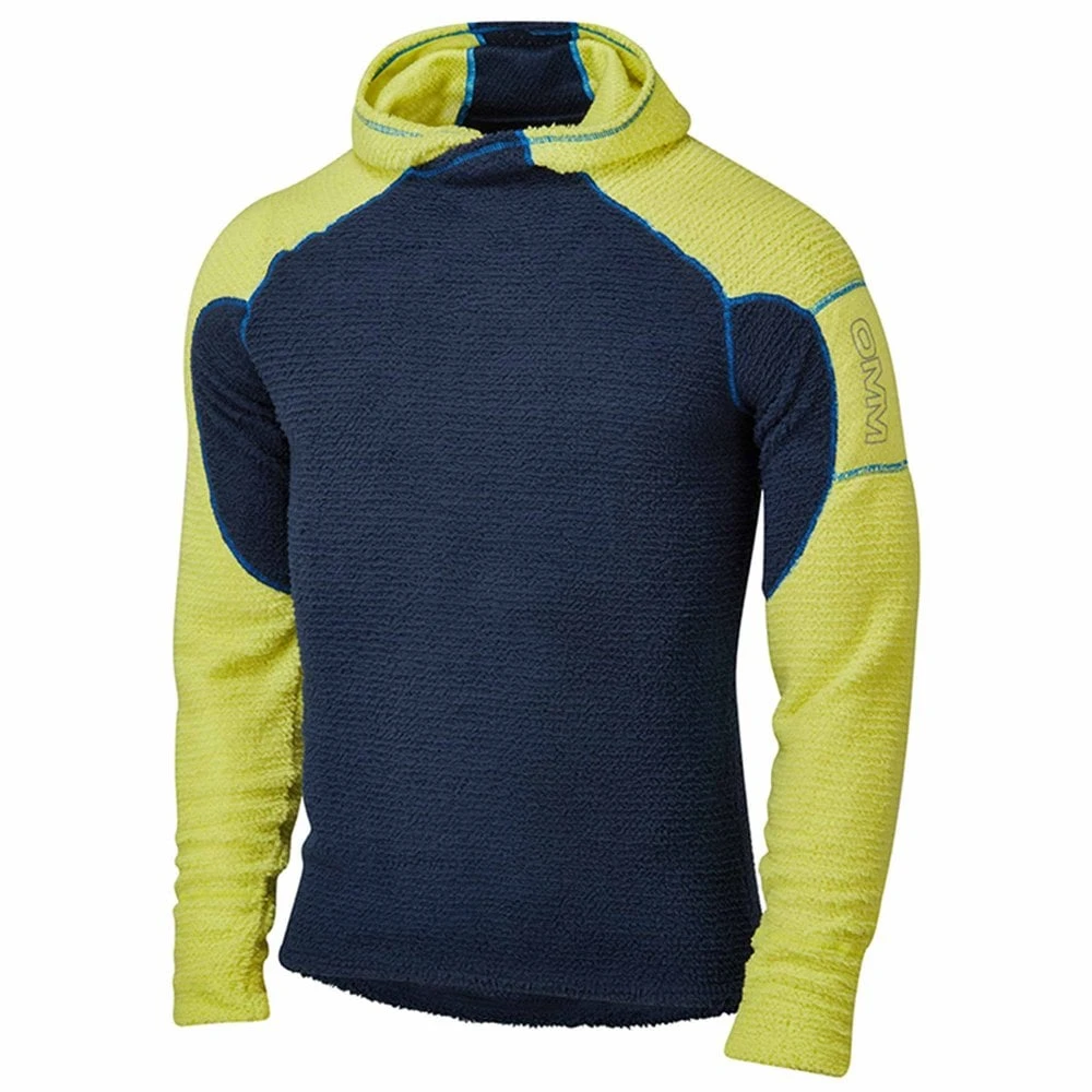 OMM Core+ Insulated & Sweat Wicking Mens Running Hoodie Navy/Yellow 3 OMM Core+ Insulated & Sweat Wicking Mens Running Hoodie Navy/Yellow