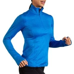 BROOKS Dash 1/2 Zip Womens Running Mid Layer Heather/Blue Bolt -Sports Apparel Shop dash 1 2 zip womens warm breathable running mid layer heather blue bolt p6956 27369 image