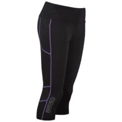OMM Flash Tights 0.75 Womens Cropped Running Tights Black/Purple