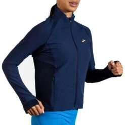 BROOKS Fusion Hybrid Jacket Womens Water Resistant & Wind Resistant Running Jacket Navy/Blue Bolt -Sports Apparel Shop fusion hybrid jacket womens water resistant wind resistant running jacket navy blue bolt p6958 27377 image