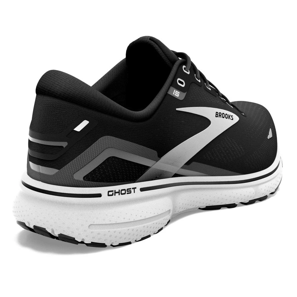 BROOKS Ghost 15 Wide 2E Mens Running Shoes Black/Blackened Pearl/White 4 BROOKS Ghost 15 Wide 2E Mens Running Shoes Black/Blackened Pearl/White - Image 2