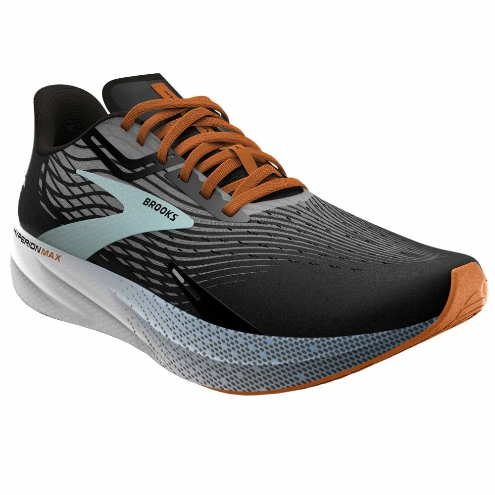 BROOKS Hyperion Max Mens Running Shoes Black/Grey/Orange Clown Fish 3 BROOKS Hyperion Max Mens Running Shoes Black/Grey/Orange Clown Fish