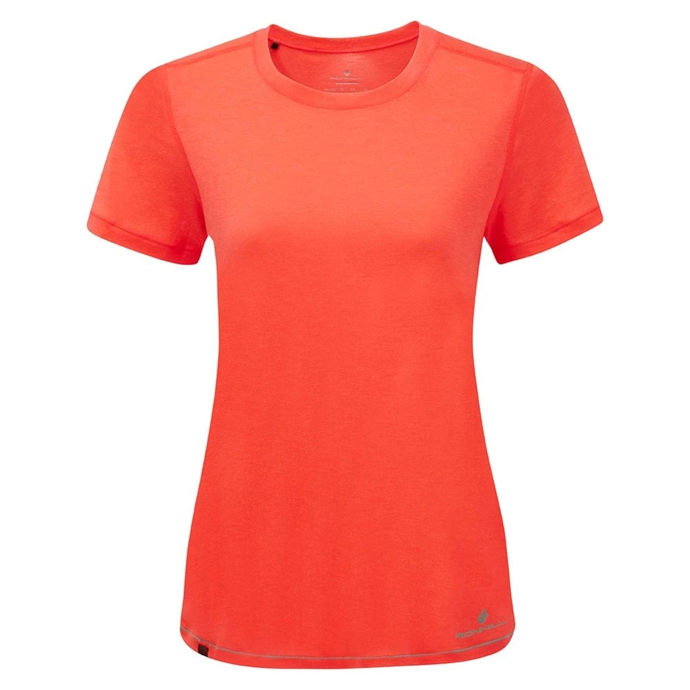 RONHILL Life Tencel Womens Short Sleeved Sweat Wicking Running T-Shirt Hot Coral 3 RONHILL Life Tencel Womens Short Sleeved Sweat Wicking Running T-Shirt Hot Coral