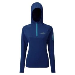 RONHILL Life Womens Running/Workout Hoodie Deep Navy/Spa Green