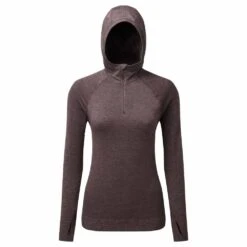 RONHILL Life Womens Seamless Running Hoodie Cocoa Marl