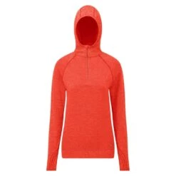 RONHILL Life Womens Seamless Running Hoodie Hot Coral