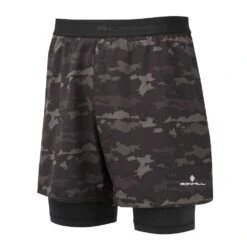 RONHILL Mens Life 5" Twin Running Shorts Mono Ridge