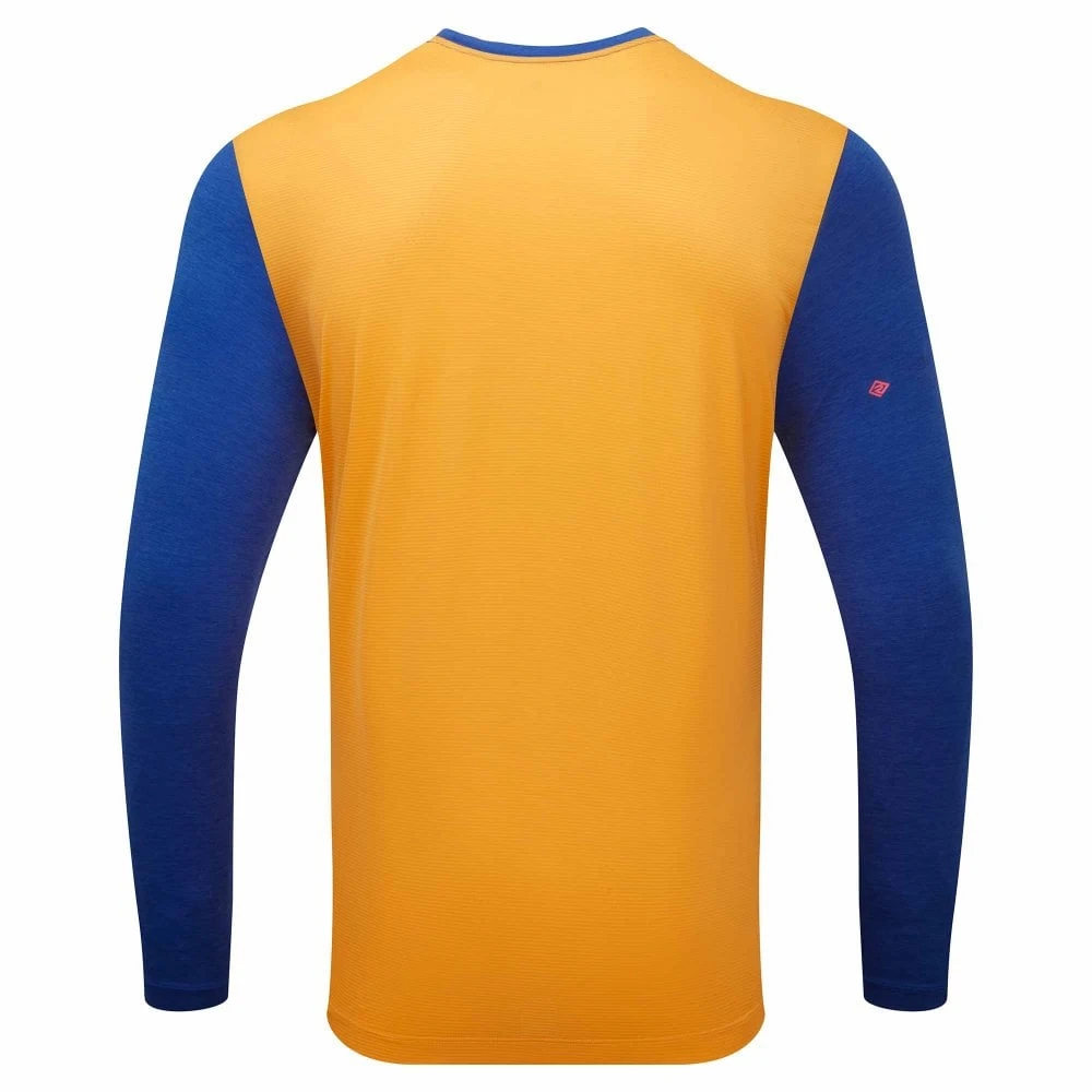 RONHILL Men's Life L/S Running T-Shirt Dark Cobalt Marl/Sunray 4 RONHILL Men's Life L/S Running T-Shirt Dark Cobalt Marl/Sunray - Image 2