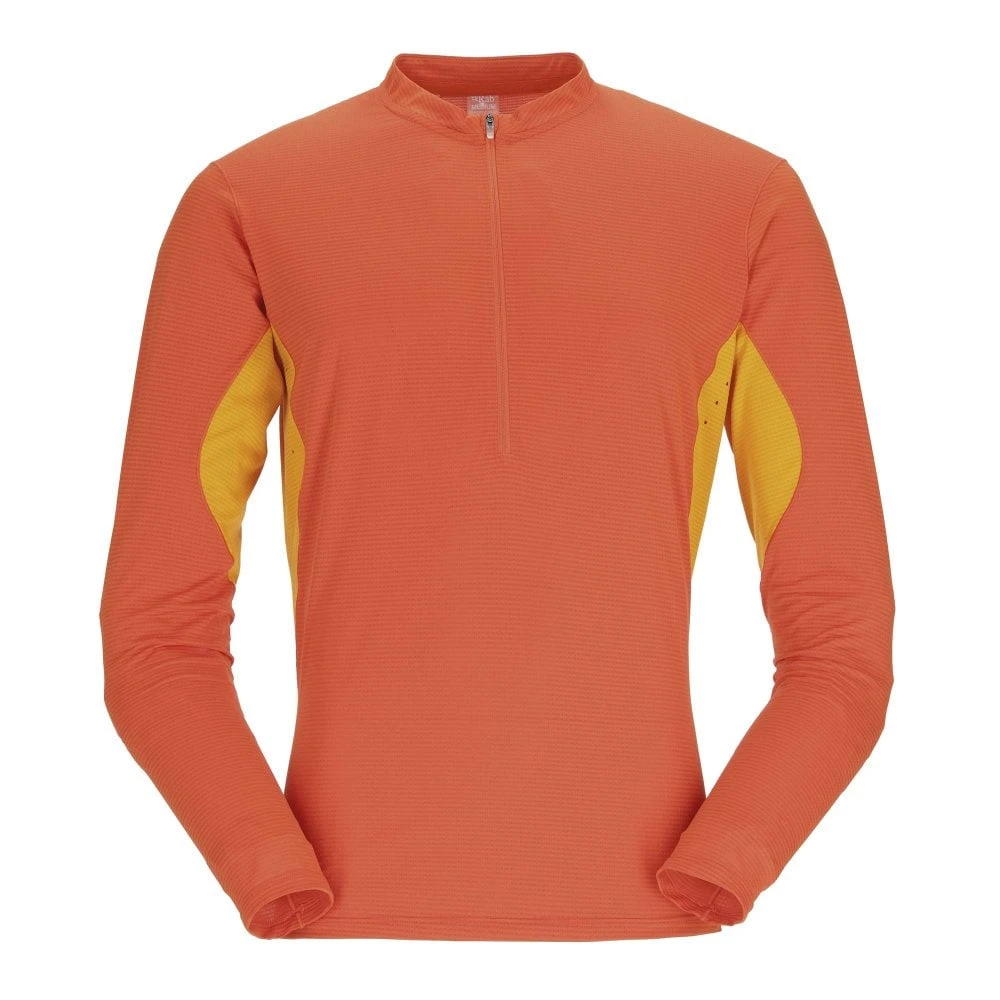 Rab Men's Sonic Ultra Zip Long Sleeve Tee Firecracker/Sunset 3 Rab Men's Sonic Ultra Zip Long Sleeve Tee Firecracker/Sunset