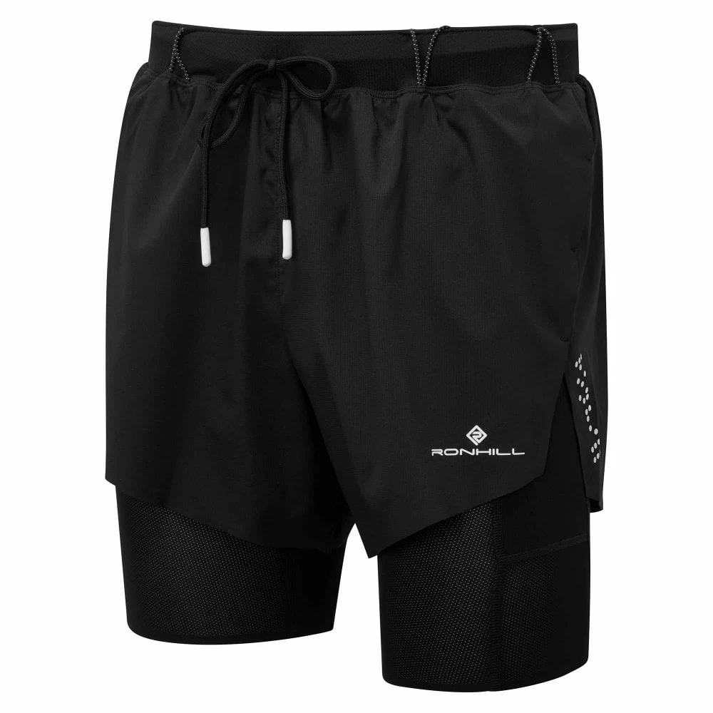 RONHILL Mens Tech Distance Twin Running Shorts All Black 3 RONHILL Mens Tech Distance Twin Running Shorts All Black