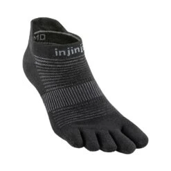 Injinji Run Lightweight No-Show Unisex Running Toe Socks Black