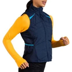 BROOKS Shield Hybrid Vest Womens Insulated Running Gilet Navy/Blue Bolt -Sports Apparel Shop shield hybrid vest womens insulated running gilet navy blue bolt p6959 27383 image
