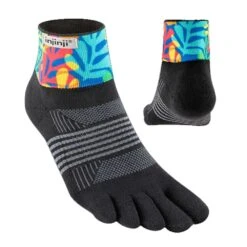 Injinji Spectrum Trail Midweight Mini Crew Womens Running Toe Socks Coral