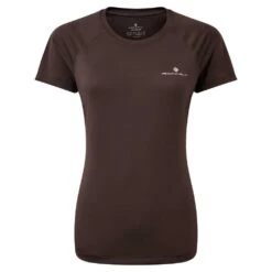 RONHILL Tech Short Sleeved Womens Running T-Shirt Cocoa/Powder Pink