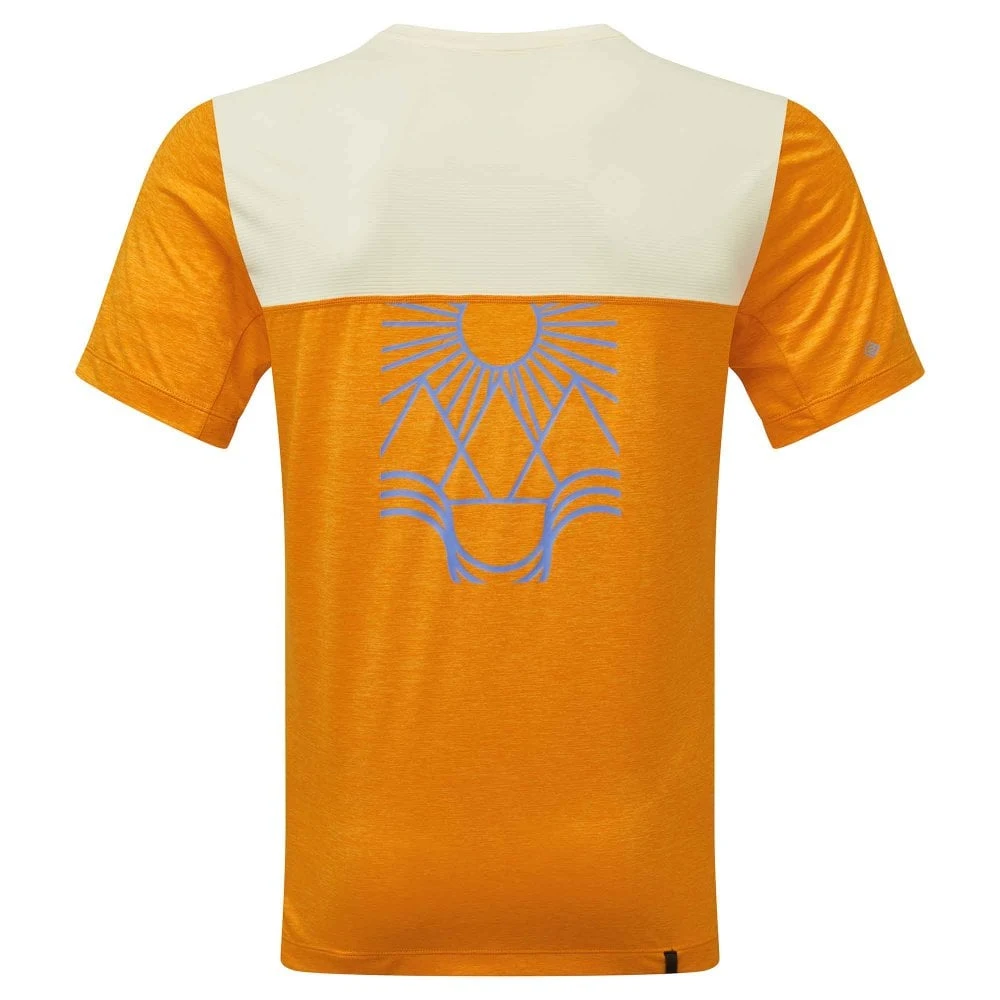 RONHILL Tech Trio Short Sleeve T-Shirt Spice Marl/Lake Blue 4 RONHILL Tech Trio Short Sleeve T-Shirt Spice Marl/Lake Blue - Image 2