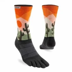 Injinji Trail Midweight Crew Womens Running Toe Socks Sunrise