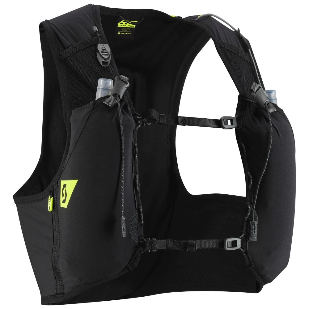 Scott TRAIL RC TR' 4 PACK Running Hydration Vest (2x 500ml Soft Flasks Included) Caviar Black/Sulphur Yellow 3 Scott TRAIL RC TR' 4 PACK Running Hydration Vest (2x 500ml Soft Flasks Included) Caviar Black/Sulphur Yellow