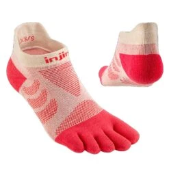 Injinji Ultra Run No Show Womens Running Socks Peach