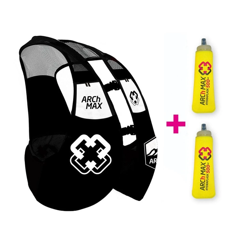 ARCH MAX Ultra Running Hydration Vest (2x Softflasks 500ml Included) Black/White 3 ARCH MAX Ultra Running Hydration Vest (2x Softflasks 500ml Included) Black/White