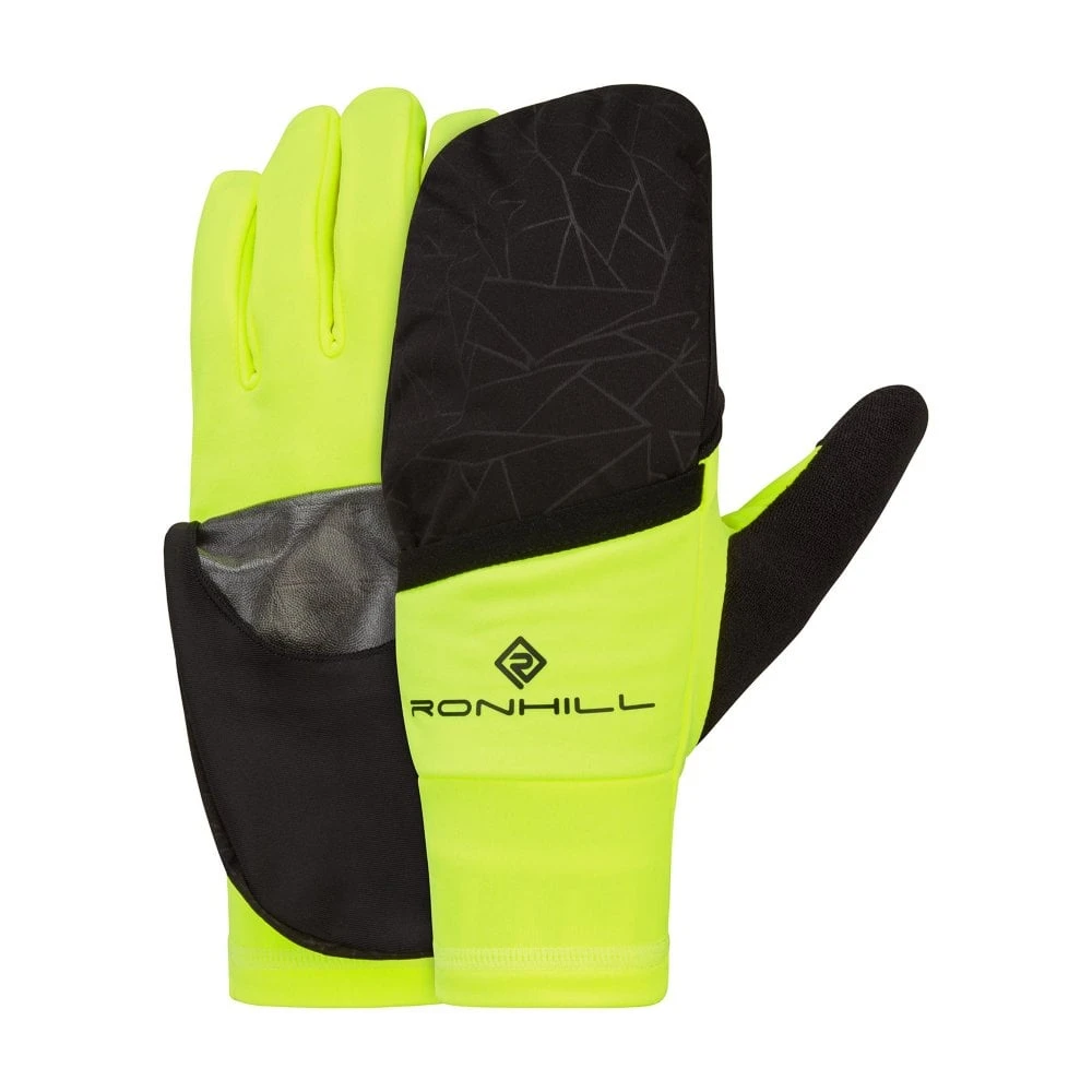 RONHILL Wind-Block Flip Running Gloves With Mitten Black/Fluo Yellow 3 RONHILL Wind-Block Flip Running Gloves With Mitten Black/Fluo Yellow