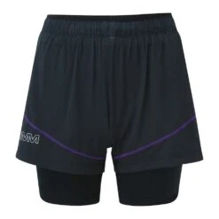 OMM Womens Pace Shorts (Twin Layer) Black/Purple