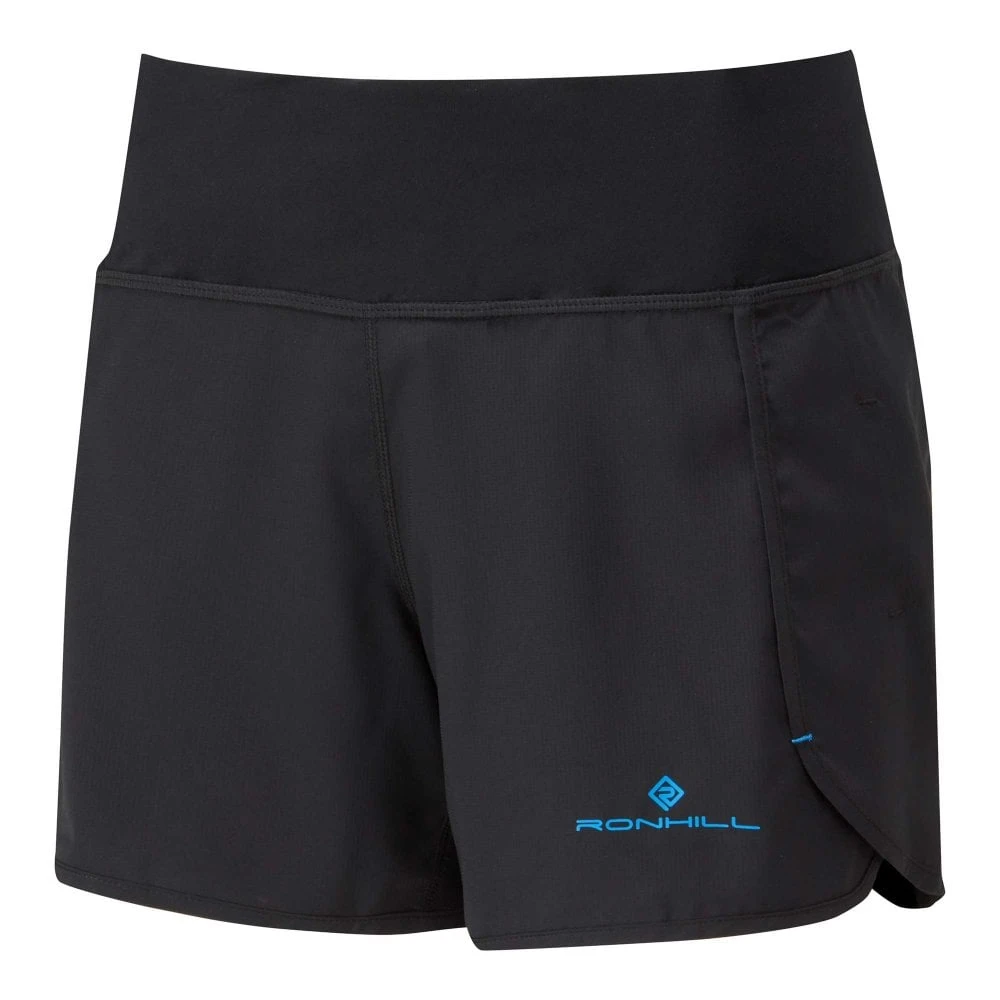 RONHILL Womens Stride Revive Running Shorts Black/Sky Blue 3 RONHILL Womens Stride Revive Running Shorts Black/Sky Blue