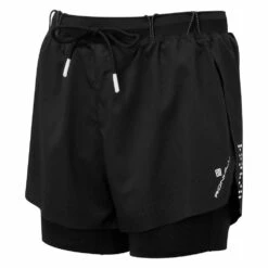 RONHILL Womens Tech Distance Twin Running Shorts All Black