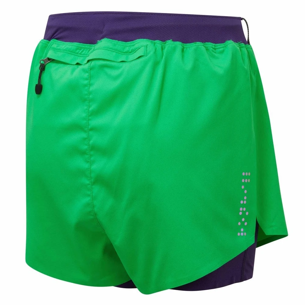 RONHILL Womens Tech Distance Twin Running Shorts Bright Green/Imperial 4 RONHILL Womens Tech Distance Twin Running Shorts Bright Green/Imperial - Image 2